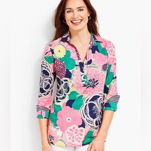 Talbots Floral Cotton Popover Tunic, Women’s Size Large, Colorful